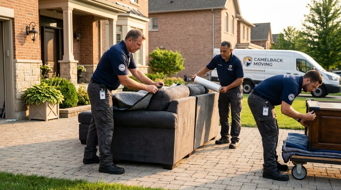 Large estate moving crew wrapping furniture in New Lebanon, OH
