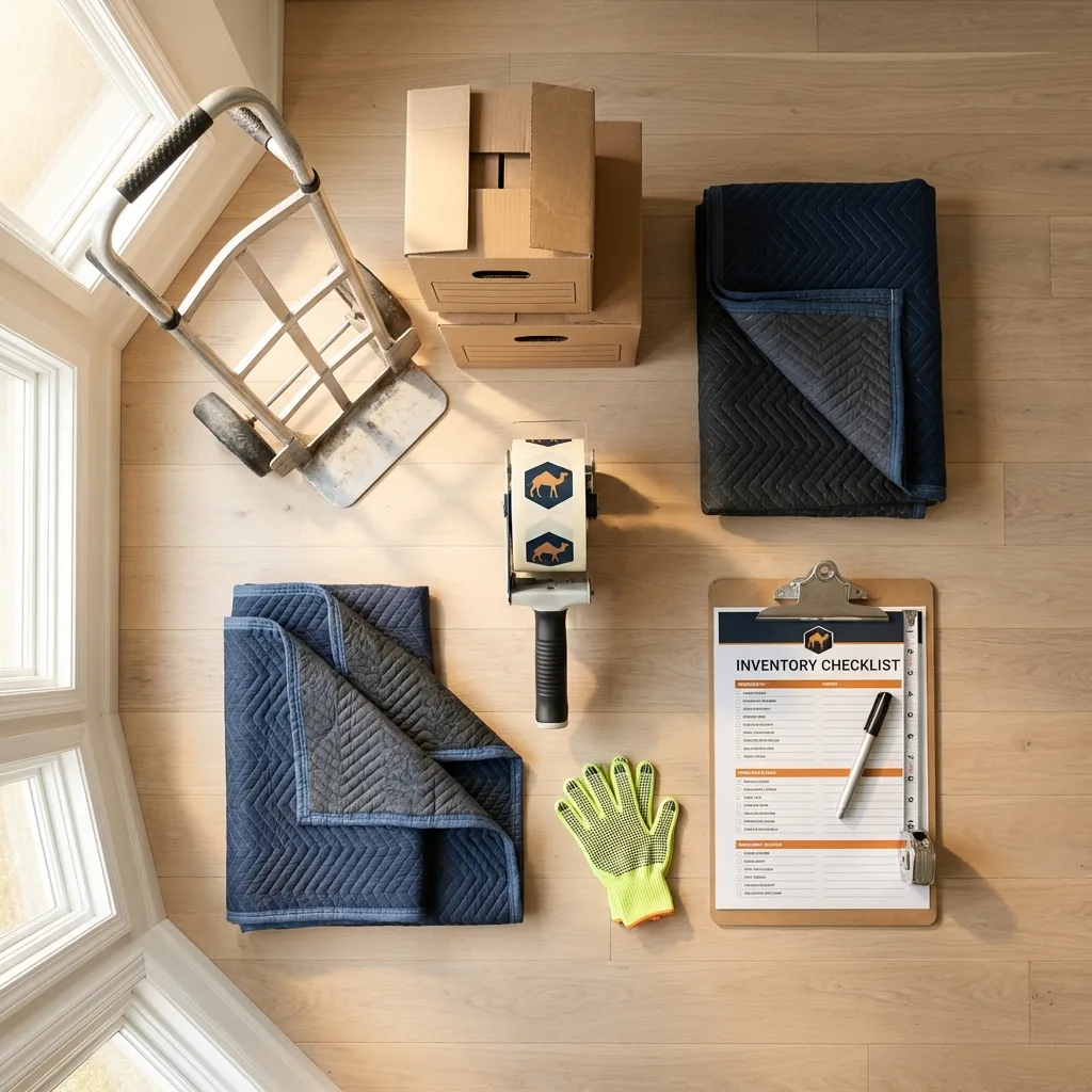 Professional moving supplies and packing materials layout for New Lebanon residential relocations